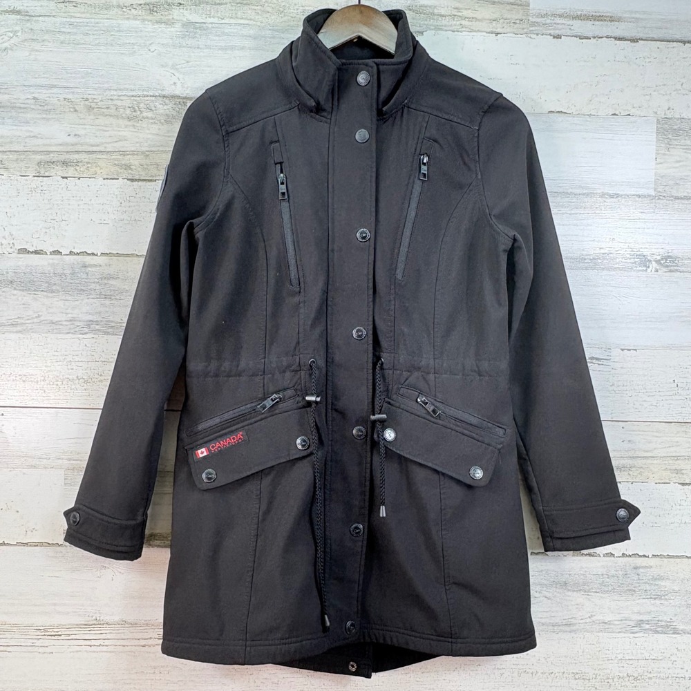 Canada Weather Gear Womens Black Softshell Parka‎ Jacket Small CWG Utility Coat
